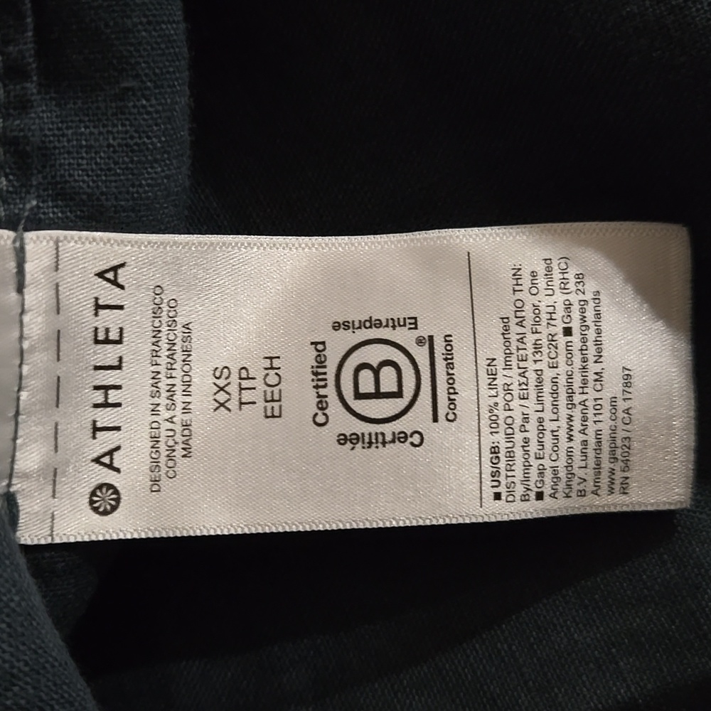 ATHLETA RETREAT LINEN TOP LONG SLEEVE BUTTON DOWN EDEN BLUE XXS VACATION RESORT - Picture 9 of 10